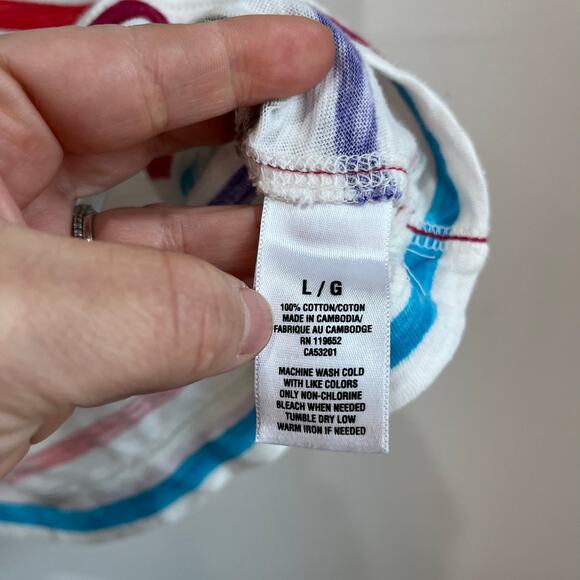 Aeropostale Striped Scoop Neck Tee L Y2K Retro Colors Soft Stretch Casual Top - Picture 6 of 7